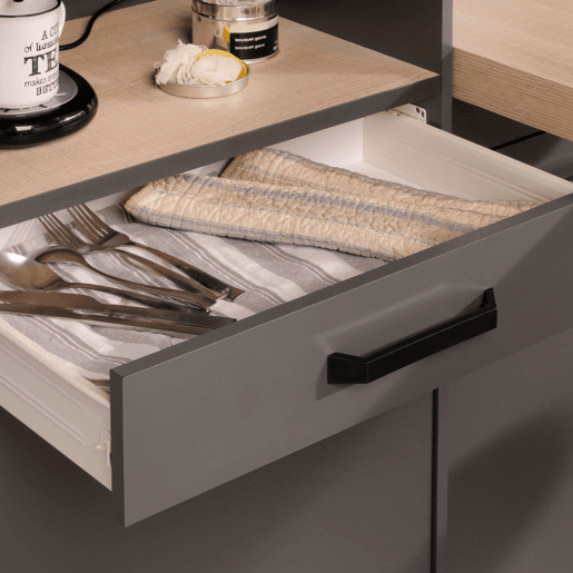 Coluna de Cozinha Smoke Estilo Industrial Cinza com 2 Prateleiras, 1 Gaveta e 1 Porta 60x188x42 cm