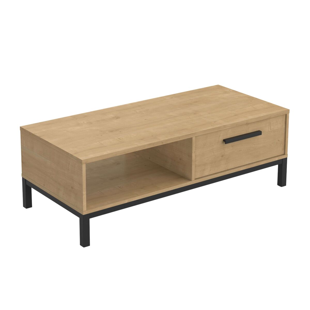 Pack de muebles de salón roble hamilton y negro con mesa de centro 1 cajón mueble tv 1 cajón