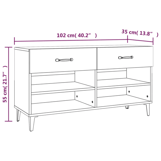 vidaXL Sapateira 102x35x55 cm derivados de madeira sonoma cinza