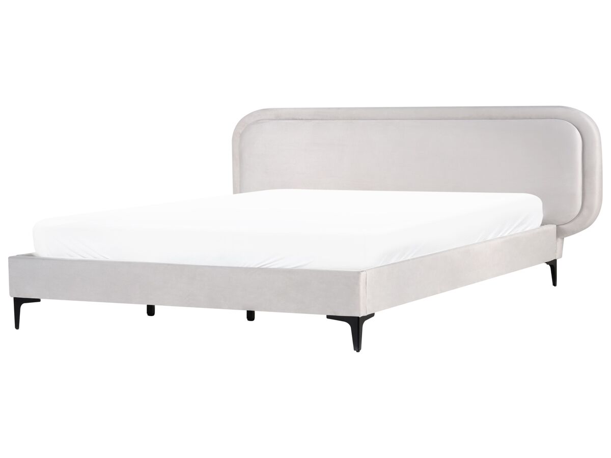 Beliani Cama Terciopelo SUZETTE 228x212 Gris Claro
