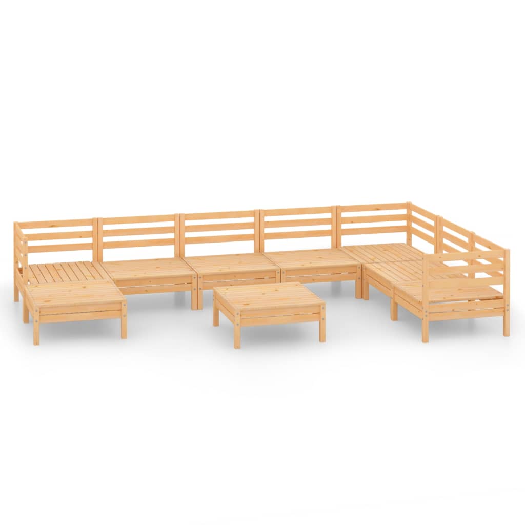 Juego de muebles de jardín 9 piezas madera maciza de pino