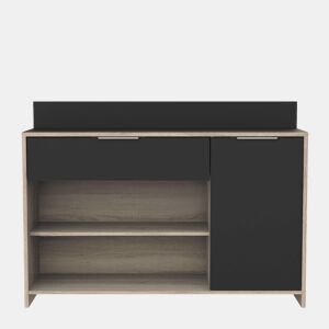 Armário auxiliar para micro-ondas Carvalho e Preto 123x85x40 cm