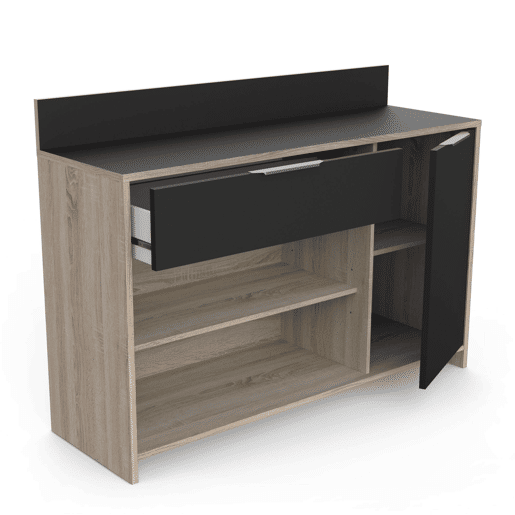 Armário auxiliar para micro-ondas Carvalho e Preto 123x85x40 cm Armário auxiliar para micro-ondas Carvalho e Preto 123x85x40 cm