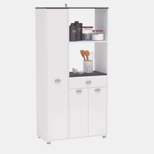 Buffet de cozinha Asfeld em branco com 2 armários e 1 gaveta para armazenamento expandido 180x90x40 cm