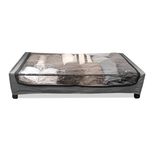 Organizador Square para debaixo da cama u2013 Rodas e tampa transparente u2013 Dobrável para roupas e sapatos u2013 Nyana Home