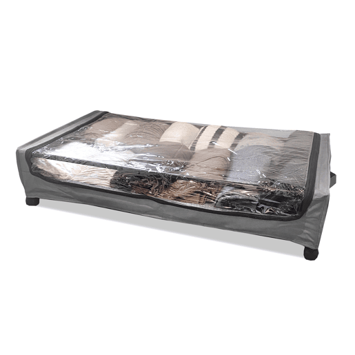 Organizador Square para debaixo da cama u2013 Rodas e tampa transparente u2013 Dobrável para roupas e sapatos u2013 Nyana Home