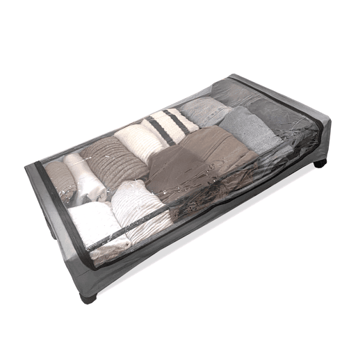 Organizador Square para debaixo da cama u2013 Rodas e tampa transparente u2013 Dobrável para roupas e sapatos u2013 Nyana Home