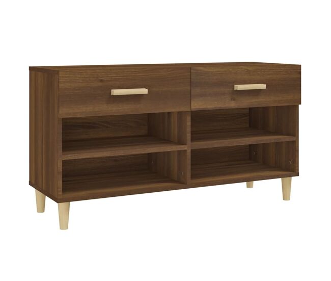 Vidaxl mueble zapatero madera contrachapada marrón roble 102x35x55 cm