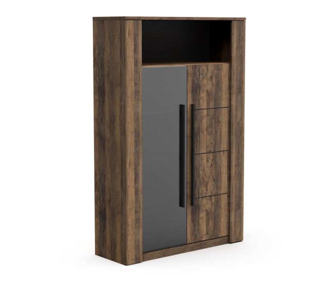 Vitrina salón mónaco en color roble saloon y negro 114x176x40 cm