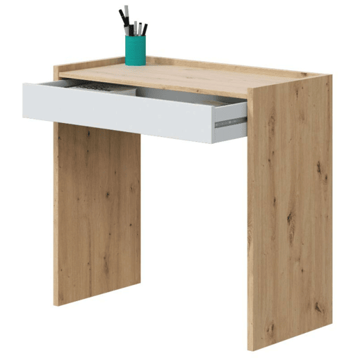 Mesa de estilo moderno com estante em branco Artik e carvalho Nodi Study Office Mesa de estilo moderno com estante em branco Artik e carvalho Nodi Study Office