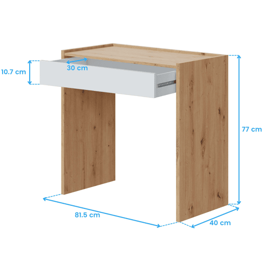 Mesa de estilo moderno com estante em branco Artik e carvalho Nodi Study Office Mesa de estilo moderno com estante em branco Artik e carvalho Nodi Study Office