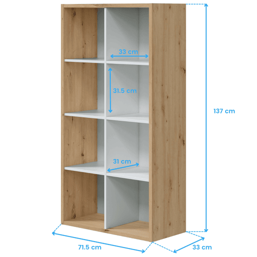 Mesa de estilo moderno com estante em branco Artik e carvalho Nodi Study Office Mesa de estilo moderno com estante em branco Artik e carvalho Nodi Study Office