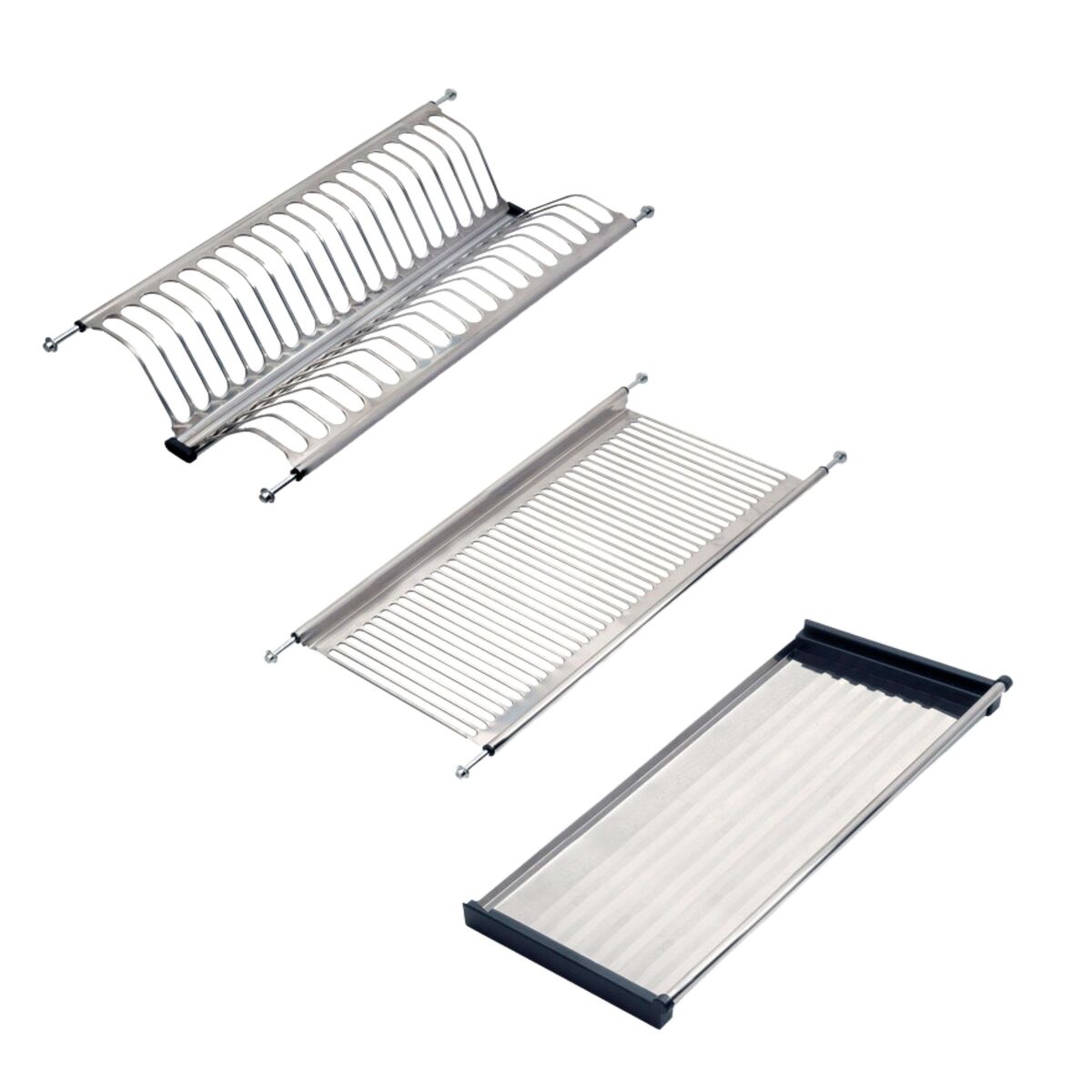 Escurreplatos para módulos altos de acero para cocina en color gris con diseño 53,5/57x24 cm para muebles de 60 cm