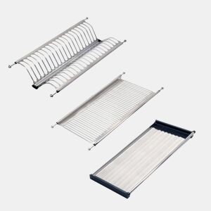 Escorredor de pratos para armários altos de cozinha em aço cinza com design de 53,557x24 cm para armários de 60 cm
