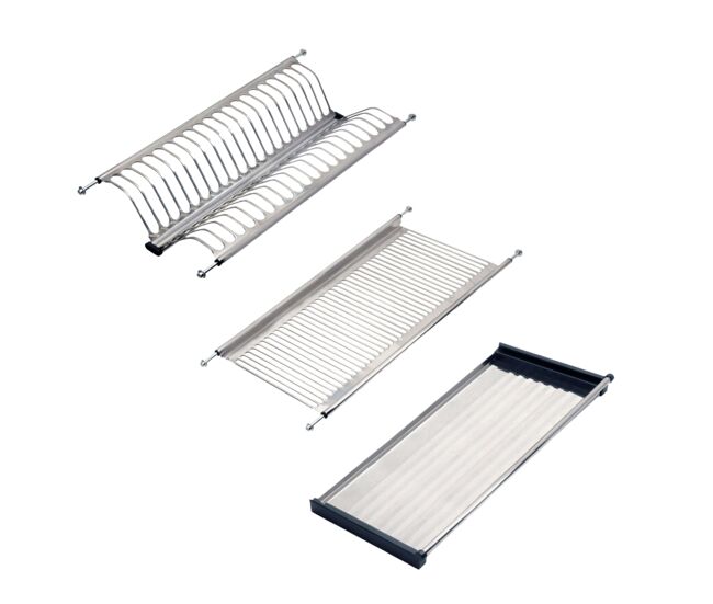 Escurreplatos para módulos altos de acero para cocina en color gris con diseño 53,5/57x24 cm para muebles de 60 cm