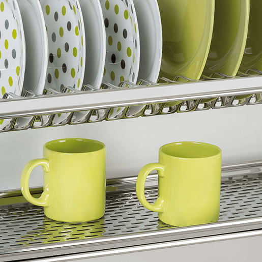 Escorredor de pratos para armários altos de cozinha em aço cinza com design de 53,557x24 cm para armários de 60 cm