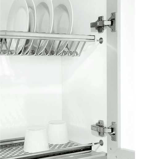 Escorredor de pratos para armários altos de cozinha em aço cinza com design de 53,557x24 cm para armários de 60 cm