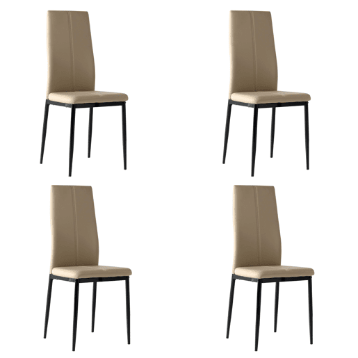Pacote com 4 cadeiras de jantar em couro sintético na cor Brea Cappuccino, estilo confortável e moderno, 98 x 42 x 47
