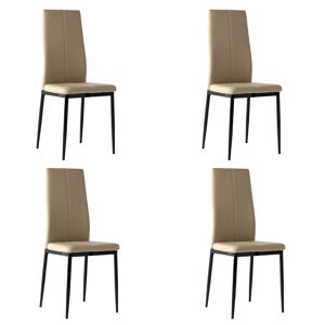 Pacote com 4 cadeiras de jantar em couro sintético na cor Brea Cappuccino, estilo confortável e moderno, 98 x 42 x 47
