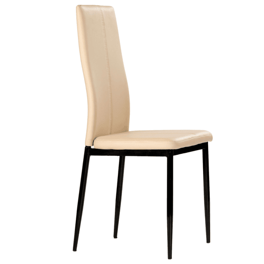 Pacote com 4 cadeiras de jantar em couro sintético na cor Brea Cappuccino, estilo confortável e moderno, 98 x 42 x 47