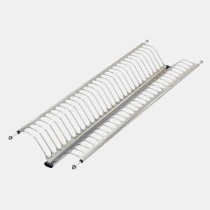 Escorredor de pratos de cozinha em aço inoxidável na cor cinza para armários de 80 cm de altura com medidas 77x4x24 cm