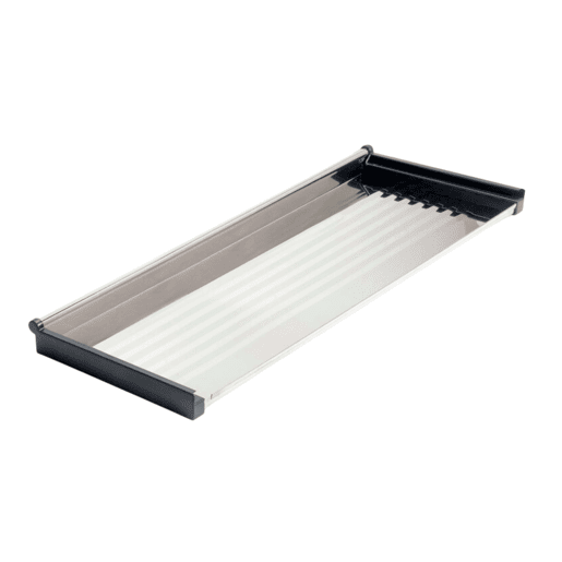 Escorredor de pratos de cozinha em aço inoxidável na cor cinza para armários de 80 cm de altura com medidas 77x4x24 cm