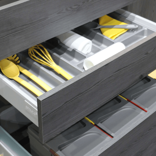 Porta-talheres Optima Kitchen Cinza para módulo de gaveta universal 60 cm Feito de plástico 53,6x4,5x48,2 cm