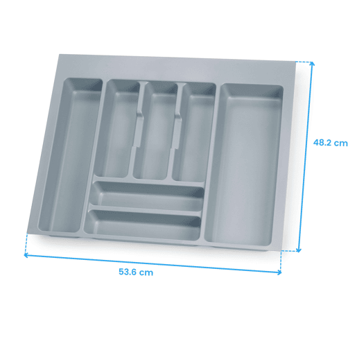 Porta-talheres Optima Kitchen Cinza para módulo de gaveta universal 60 cm Feito de plástico 53,6x4,5x48,2 cm