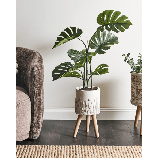 Vaso alto para plantas JANINA 24 cm Branco creme