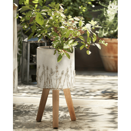 Vaso alto para plantas JANINA 24 cm Branco creme
