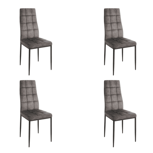 Pacote de 4 cadeiras de jantar Denia estilo contemporâneo em tecido cinza e veludo 42x98x48 cm