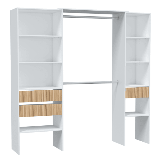 Quarto completo em estilo nórdico com móveis Artik naturais e brancos