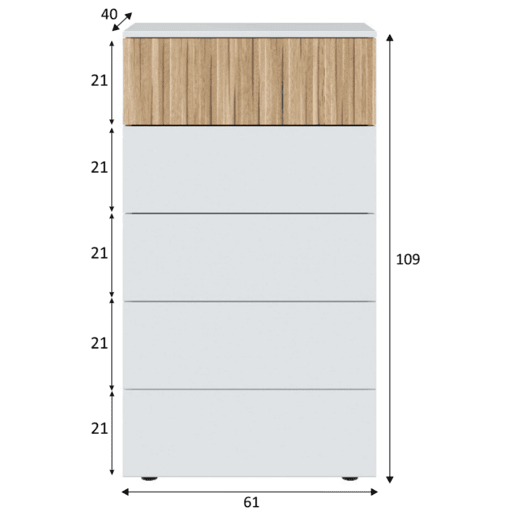 Quarto completo em estilo nórdico com móveis Artik naturais e brancos