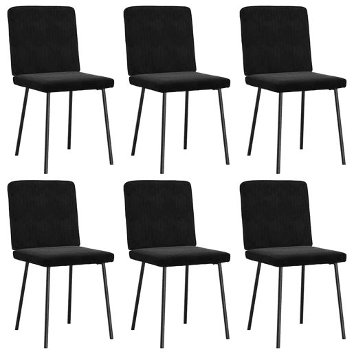 vidaXL Cadeiras de jantar 6 pcs veludo preto