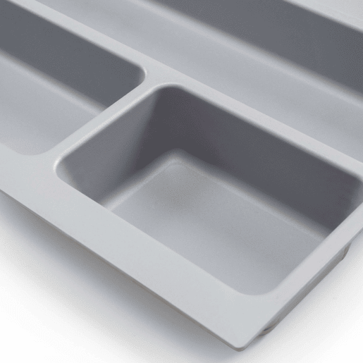 Porta-talheres Optima para módulo de gaveta universal 40 cm em plástico cinza com medidas 33,6 x 4,5 x 48,2 cm