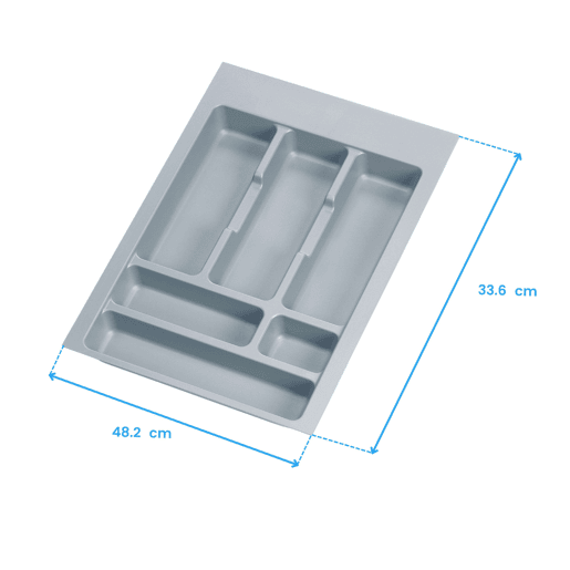 Porta-talheres Optima para módulo de gaveta universal 40 cm em plástico cinza com medidas 33,6 x 4,5 x 48,2 cm