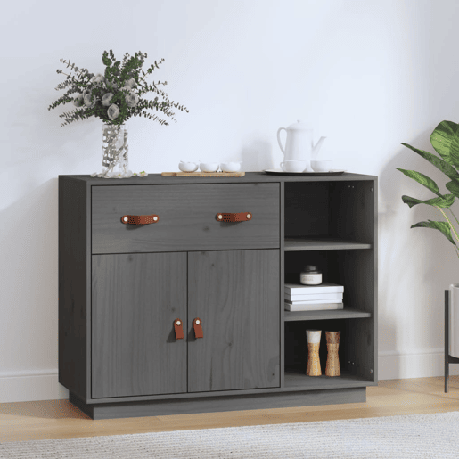 vidaXL Mesa consola 98,5x40x75 cm madeira de pinho maciça cinza