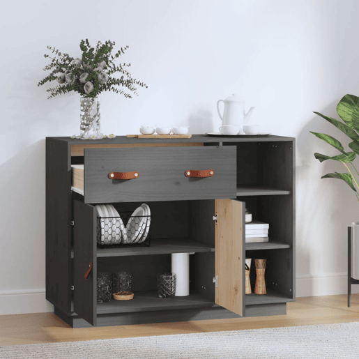 vidaXL Mesa consola 98,5x40x75 cm madeira de pinho maciça cinza