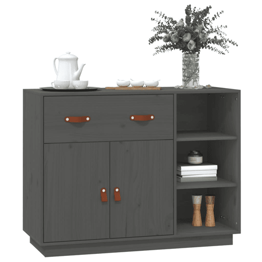 vidaXL Mesa consola 98,5x40x75 cm madeira de pinho maciça cinza