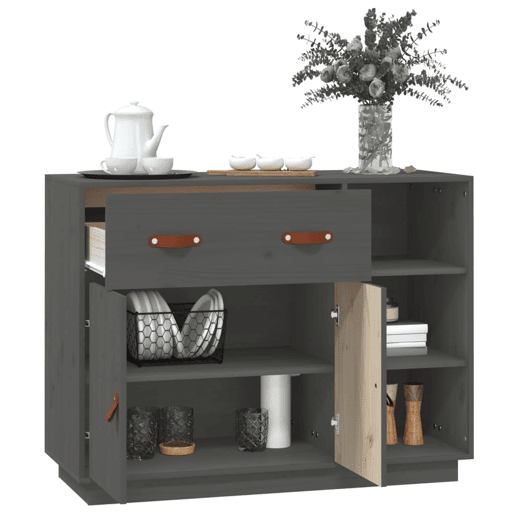 vidaXL Mesa consola 98,5x40x75 cm madeira de pinho maciça cinza