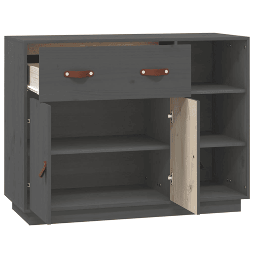 vidaXL Mesa consola 98,5x40x75 cm madeira de pinho maciça cinza