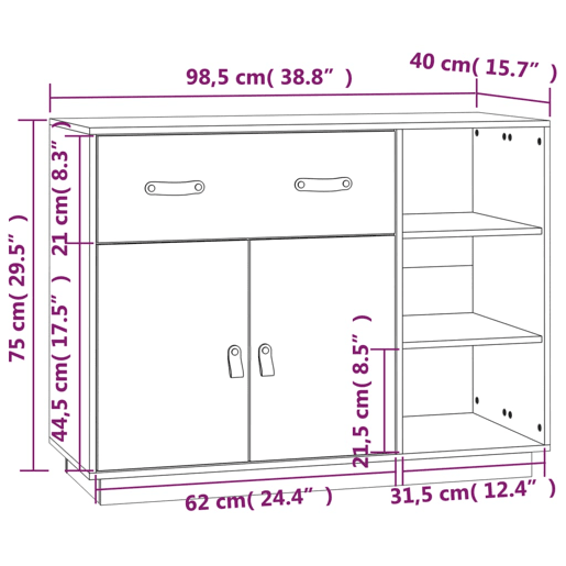 vidaXL Mesa consola 98,5x40x75 cm madeira de pinho maciça cinza