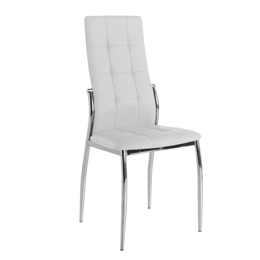 Pacote com 2 cadeiras de jantar Laci estilo moderno couro sintético cromado branco 101x51x45 cm