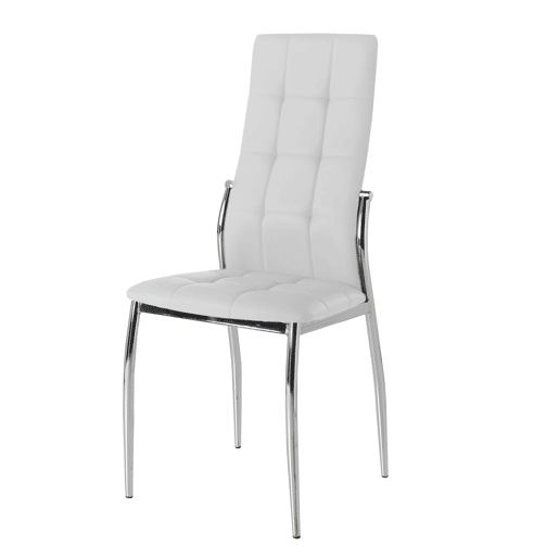 Pacote com 2 cadeiras de jantar Laci estilo moderno couro sintético cromado branco 101x51x45 cm