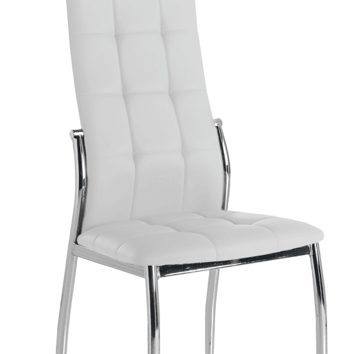 Pacote com 2 cadeiras de jantar Laci estilo moderno couro sintético cromado branco 101x51x45 cm