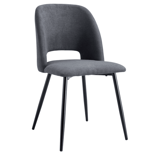 Pacote de 2 cadeiras de jantar Mos estilo moderno em cinza com encosto arredondado e pernas de metal preto 58x86x50 cm