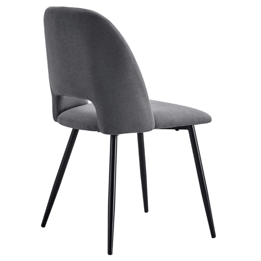 Pacote de 2 cadeiras de jantar Mos estilo moderno em cinza com encosto arredondado e pernas de metal preto 58x86x50 cm