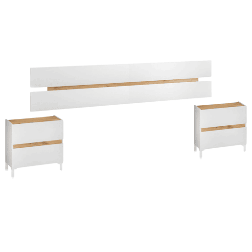 Conjunto de móveis de quarto de casal Tempus em branco Artik e carvalho Nodi Conjunto de móveis de quarto de casal Tempus em branco Artik e carvalho Nodi