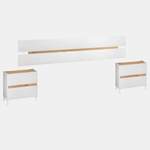 Conjunto de móveis de quarto de casal Tempus em branco Artik e carvalho Nodi