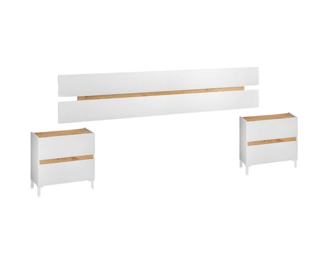 Pack de muebles de dormitorio doble tempus en color blanco artik y roble nodi